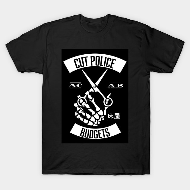 ACAB Cut Police Budgets Skeleton Scissors T-Shirt by aaallsmiles